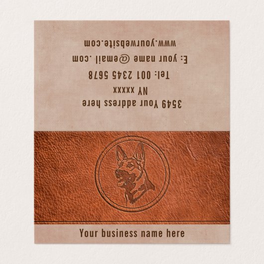 Visitekaartje met ingegraveerd leder (Buitenkant ongevouwen)