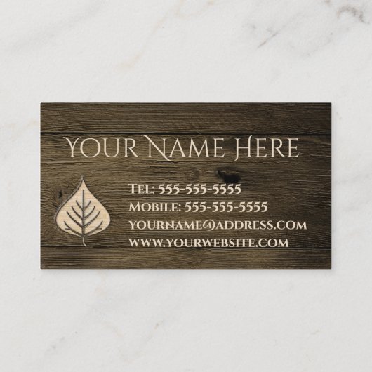 Visitekaartje met kaardhout (Achterkant)