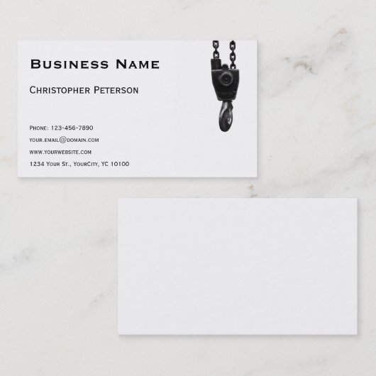 Visitekaartje met kraanhaak (Voorkant / Achterkant)