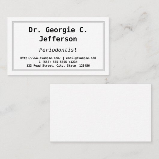 Visitekaartje met laag bereik en laag oppervlak (Voorkant / Achterkant)