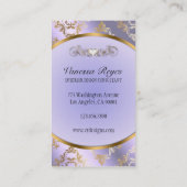 Visitekaartje met lavender en Gold Damask-foto (Achterkant)