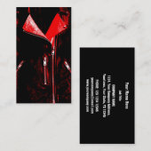 Visitekaartje met lederen jasje, zwart (Voorkant / Achterkant)