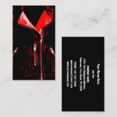 Visitekaartje met lederen jasje, zwart (Voorkant / Achterkant)