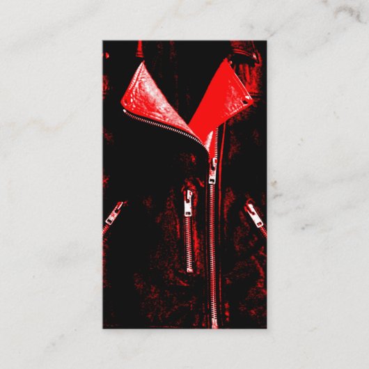 Visitekaartje met lederen jasje, zwart (Voorkant)