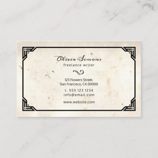 visitekaartje met  lijst (Achterkant)