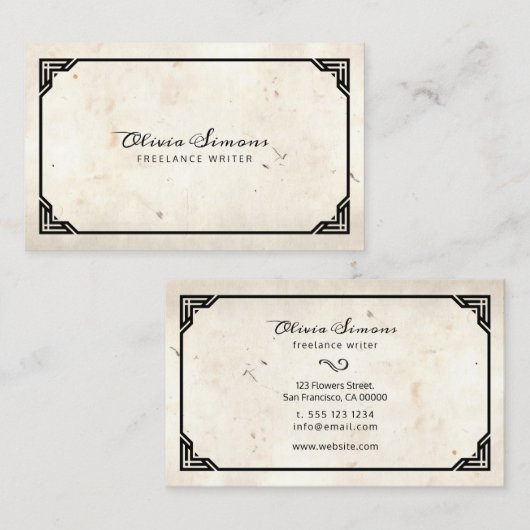 visitekaartje met  lijst (Voorkant / Achterkant)