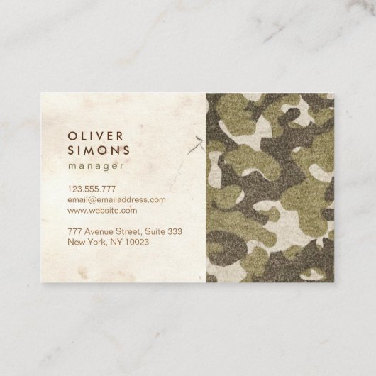  Visitekaartje met militair patroon (Achterkant)