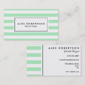 Visitekaartje met mint-groen en witte strepen (Voorkant / Achterkant)