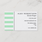 Visitekaartje met mint-groen en witte strepen (Achterkant)