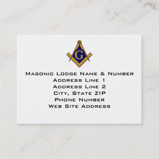Visitekaartje met moderne stijl Masonic Lodge (Voorkant)