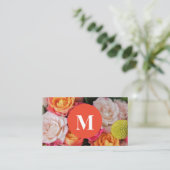 Visitekaartje met monogram en achtergrond. (Staand voorkant)