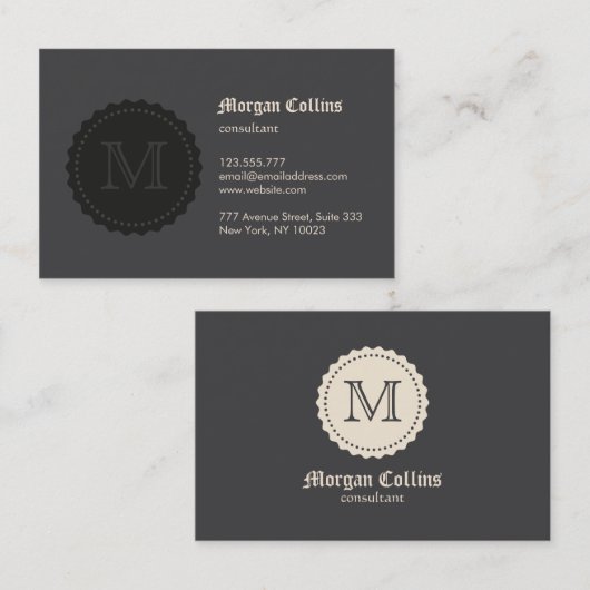 Visitekaartje met monogram en zegel (Voorkant / Achterkant)