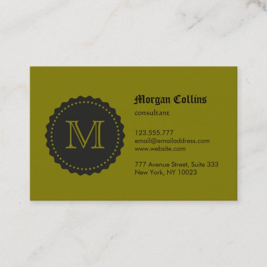Visitekaartje met monogram en zegel (Voorkant)
