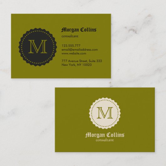 Visitekaartje met monogram en zegel (Voorkant / Achterkant)