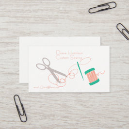 Visitekaartje met naalden en schroefdraad