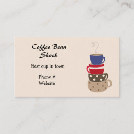 Visitekaartje met offiebekers stapelen