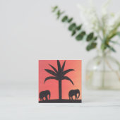 Visitekaartje met olifantensilhouetten (Staand voorkant)