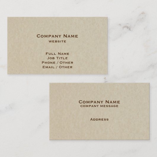 Visitekaartje met perkamentkleur (Voorkant / Achterkant)
