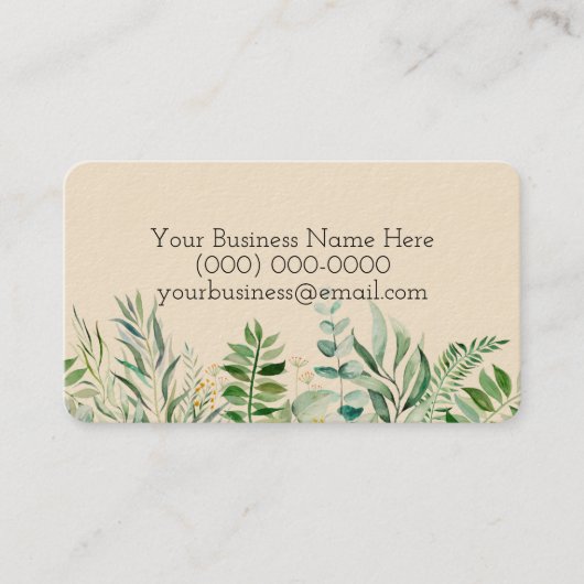 Visitekaartje met Planten, Visitekaartjes bladeren (Voorkant)