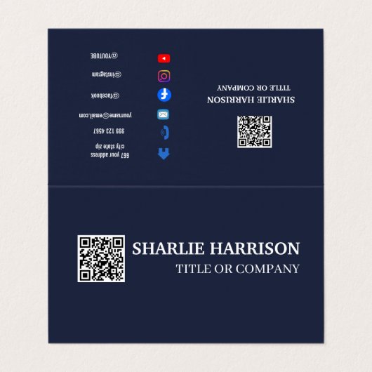Visitekaartje met QR-code (Buitenkant ongevouwen)