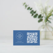 Visitekaartje met QR-code | Blauw Modern Design (Staand voorkant)