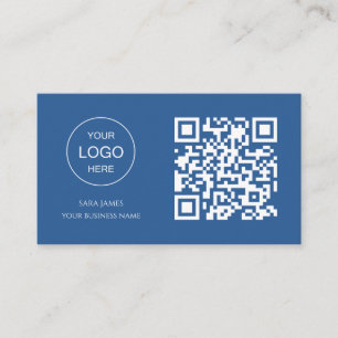 Visitekaartje met QR-code   Blauw Modern Design