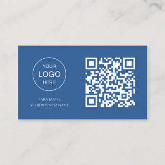 Visitekaartje met QR-code | Blauw Modern Design