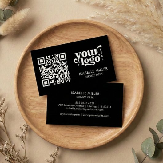 Visitekaartje met QR-code | Modern zwart ontwerp