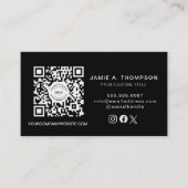 Visitekaartje met QR-code Zwart modern logo (Voorkant)