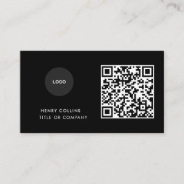 Visitekaartje met QR-code | Zwart modern ontwerp