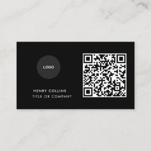 Visitekaartje met QR-code Zwart modern ontwerp