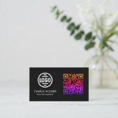 Visitekaartje met QR-code | Zwart modern ontwerp (Staand voorkant)