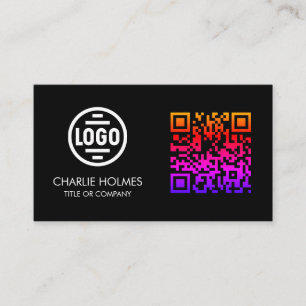 Visitekaartje met QR-code   Zwart modern ontwerp