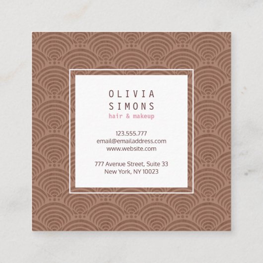 Visitekaartje met retro schelppatroon. (Achterkant)