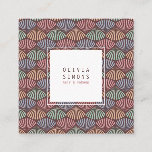 Visitekaartje met retro schelppatroon. (Voorkant)