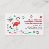 Visitekaartje met rode kerst Flamingo Baubles (Achterkant)
