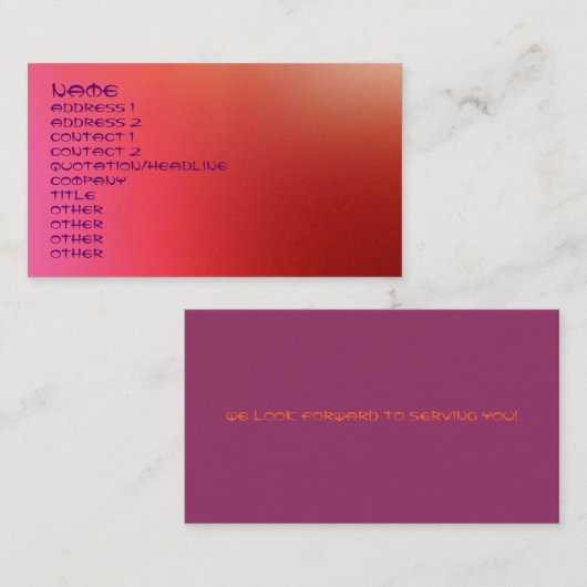 Visitekaartje met rode lampjes (Voorkant / Achterkant)