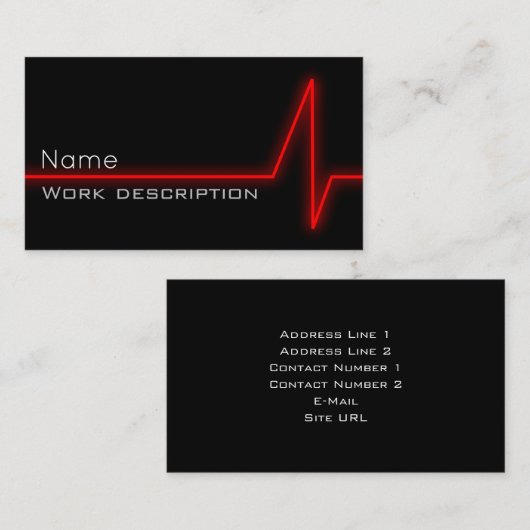 Visitekaartje met rode puls (Voorkant / Achterkant)