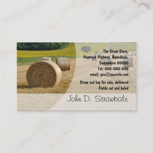 Visitekaartje met ronde strobalen (Voorkant)