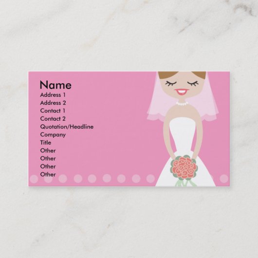 Visitekaartje met roze bride (Voorkant)