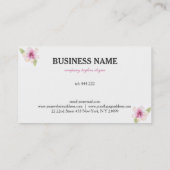 Visitekaartje met roze en witte bloemen (Achterkant)