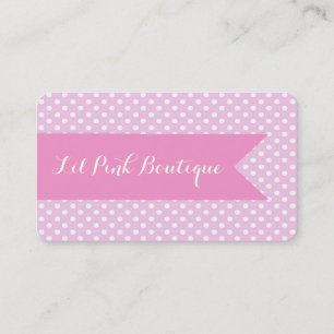 Visitekaartje met roze en witte pooldots