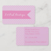Visitekaartje met roze en witte pooldots (Voorkant / Achterkant)