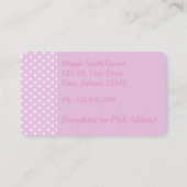 Visitekaartje met roze en witte pooldots (Achterkant)