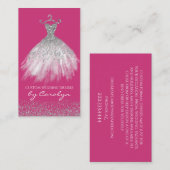 Visitekaartje met roze en zilver (Voorkant / Achterkant)