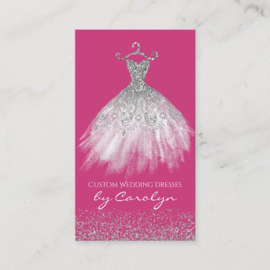 Visitekaartje met roze en zilver (Voorkant)