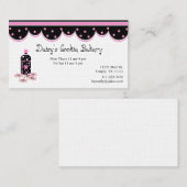 Visitekaartje met roze en zwarte koekjes (Voorkant / Achterkant)