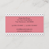 Visitekaartje met roze en zwarte pooldots (Achterkant)