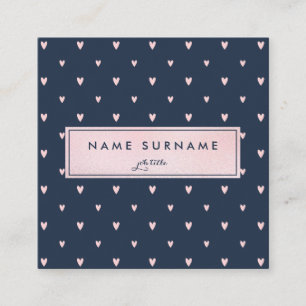 Visitekaartje met roze gouden hartritmepatronen