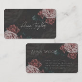  visitekaartje met roze rozen (Voorkant / Achterkant)